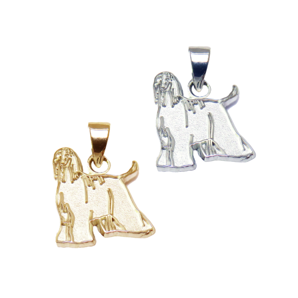 Afghan Hound Charm or Pendant in Sterling Silver or 14K Gold