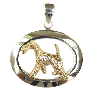 Airedale Terrier in Glossy Oval Pendant