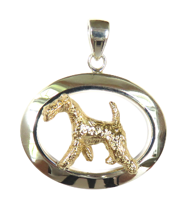 Airedale Terrier in Glossy Oval Pendant