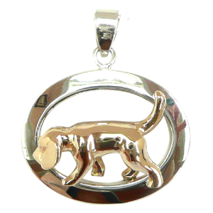 Sterling Silver or 14K Gold Beagle Tracking in Glossy Oval
