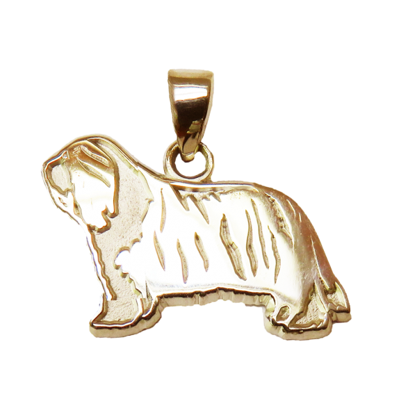 Bearded Collie Charm or Pendant in Sterling or 14K Gold