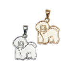 Bichon Frise Charm or Pendant in Sterling Silver or 14K Gold