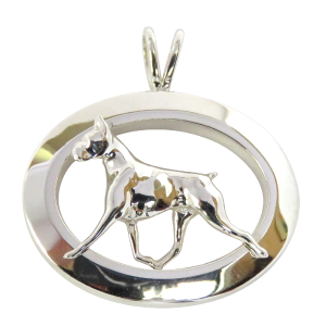 14K Gold or Sterling Silver Boxer in Glossy Narrow Oval