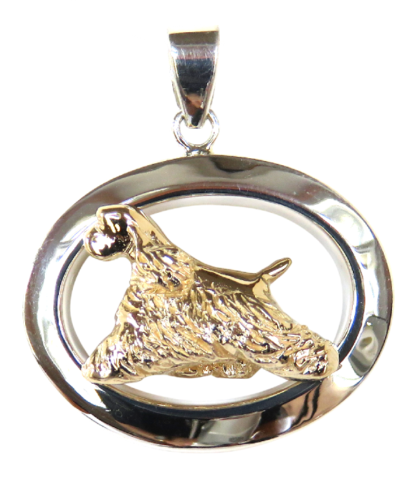 14K Gold or Sterling Silver Cocker Spaniel in Glossy Oval Pendant