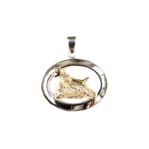 14K Gold or Sterling Silver Cocker Spaniel in Glossy Oval Pendant