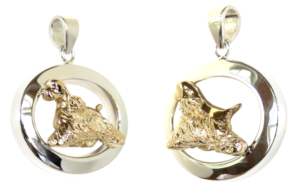 14K Gold or Sterling Silver Cocker Spaniel in Glossy Oval Pendant