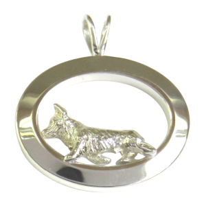14K Gold or Sterling Silver Pembroke Welsh Corgi in Glossy Oval Pendant