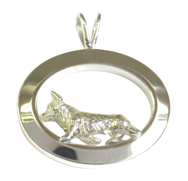 14K Gold or Sterling Silver Pembroke Welsh Corgi in Glossy Oval Pendant