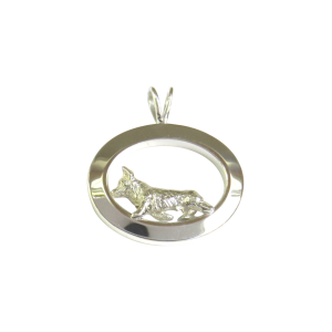 14K Gold or Sterling Silver Pembroke Welsh Corgi in Glossy Oval Pendant