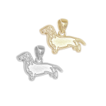 Smooth Dachshund Charm or Pendant in Sterling Silver or 14K Gold