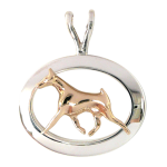 14K Gold or Sterling Silver Doberman Pinscher in Glossy Oval Pendant