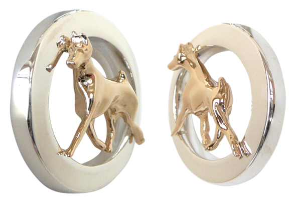 14K Gold or Sterling Silver Doberman Pinscher in Glossy Oval Pendant