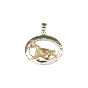 14K Gold or Sterling Silver English Setter in Glossy Oval Pendant