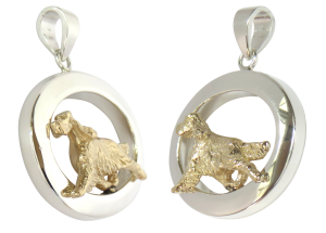 14K Gold or Sterling Silver English Setter in Glossy Oval Pendant