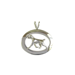 14K Gold or Sterling Silver German Shorthaired Pointer in Glossy Oval Pendant