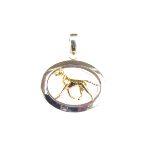 14K Gold or Sterling Silver Great Dane in Glossy Oval Pendant