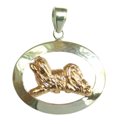 14K Gold or Sterling Silver Havanese in Glossy Oval Pendant