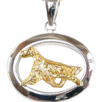 14K Gold or Sterling Silver Irish Setter in Glossy Oval Pendant