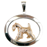 14K Gold or Sterling Silver Tracking Kerry Blue Terrier in Large Glossy Oval Pendant