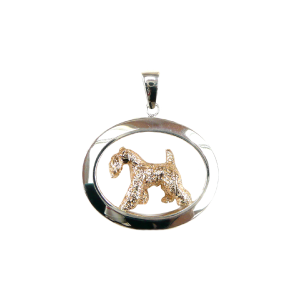 14K Gold or Sterling Silver Tracking Kerry Blue Terrier in Large Glossy Oval Pendant