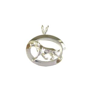 14K Gold or Sterling Silver Labrador Retriever in Glossy Oval Pendant
