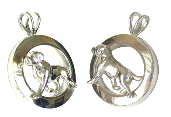 14K Gold or Sterling Silver Labrador Retriever in Glossy Oval Pendant