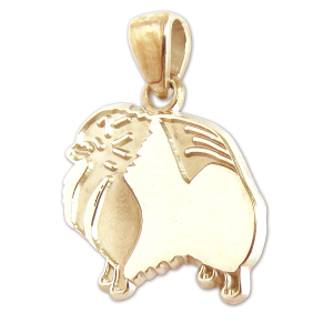Pomeranian Charm or Pendant in Sterling or 14K Gold