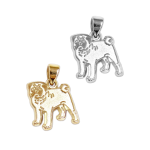 Pug Charm or Pendant in Sterling Silver or 14K Gold