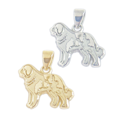 Saint Bernard Charm or Pendant in Sterling Silver or 14K Gold