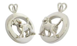 14K Gold or Sterling Silver Trotting Beagle in Glossy Oval Pendant