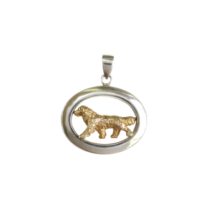 14K Gold or Sterling Silver Trotting Bernese Mountain Dog in Glossy Oval Pendant