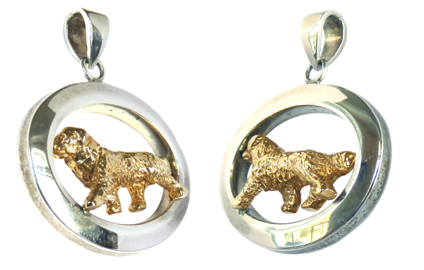 14K Gold or Sterling Silver Trotting Bernese Mountain Dog in Glossy Oval Pendant