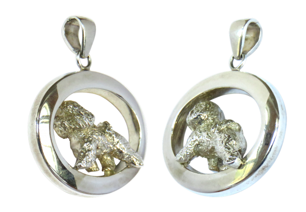 14K Gold or Sterling Silver Trotting Bichon Frise in Glossy Oval Pendant