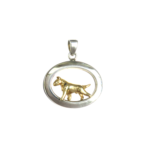 14K Gold or Sterling Silver Bull Terrier in Glossy Oval Pendant
