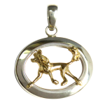 14K Gold or Sterling Chinese Crested in Glossy Oval Pendant