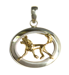 14K Gold or Sterling Chinese Crested in Glossy Oval Pendant
