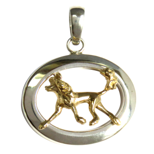14K Gold or Sterling Chinese Crested in Glossy Oval Pendant