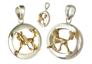 14K Gold or Sterling Chinese Crested in Glossy Oval Pendant