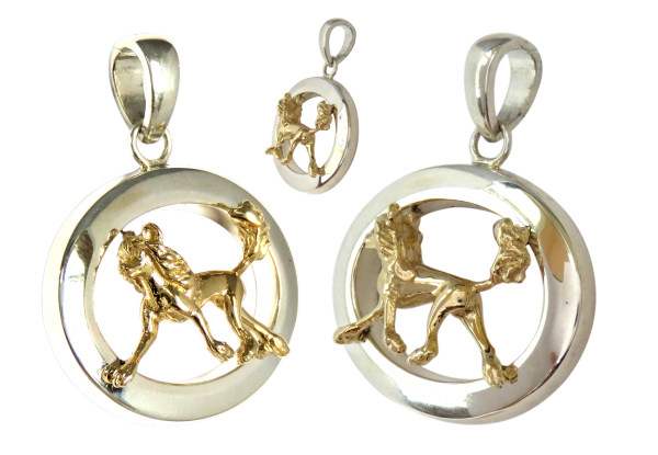 14K Gold or Sterling Chinese Crested in Glossy Oval Pendant
