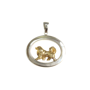 14K Gold or Sterling Great Pyrenees in Large Glossy Oval Pendant