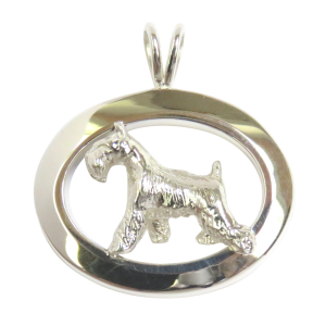 14K Gold or Sterling Silver Miniature Schnauzer in Glossy Oval Pendant