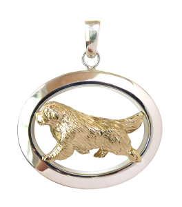 14K Gold or Sterling Silver Newfoundland in Glossy Oval Pendant