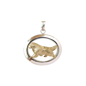 14K Gold or Sterling Silver Newfoundland in Glossy Oval Pendant