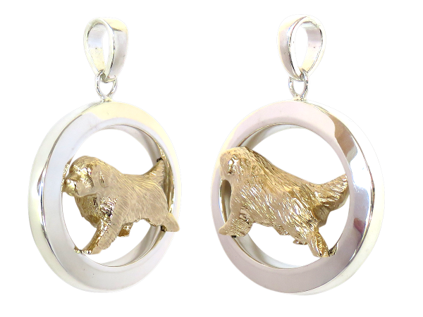 14K Gold or Sterling Silver Newfoundland in Glossy Oval Pendant