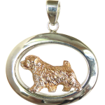 14K Gold or Sterling Silver Norfolk Terrier in Glossy Oval Pendant