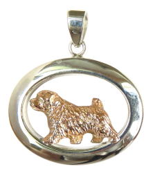 14K Gold or Sterling Silver Norfolk Terrier in Glossy Oval Pendant