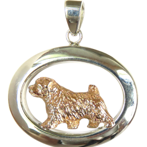 14K Gold or Sterling Silver Norfolk Terrier in Glossy Oval Pendant