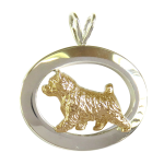 14K Gold or Sterling Silver Norwich Terrier in Glossy Oval Pendant