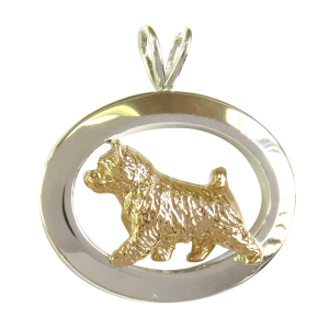 14K Gold or Sterling Silver Norwich Terrier in Glossy Oval Pendant
