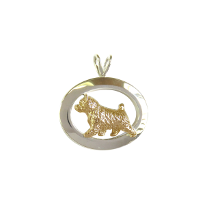 14K Gold or Sterling Silver Norwich Terrier in Glossy Oval Pendant